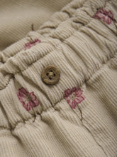 Load image into Gallery viewer, Minymo Baby Corduroy Pants with Pink Flowers: Size 3M to 18m
