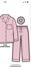 Load image into Gallery viewer, Girls 2 Piece PJ Set With Scrunchy in Pink: Size 2/3 to 7/8
