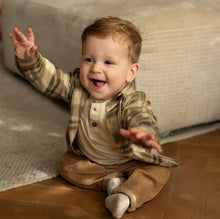 Load image into Gallery viewer, Dirkje Long Sleeved Plaid Shirt in Sand: Size 12M to 6 Years
