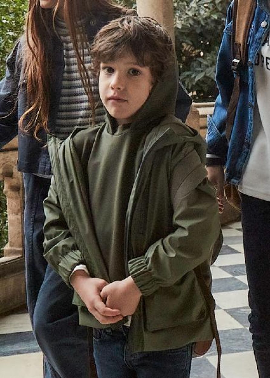 Mayoral Hooded Raincoat with Fleece Lining in Olive Green: Size 6 to 10
