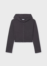 Load image into Gallery viewer, Mayoral Ribbed Hooded Zip Up in Anthracite Dark Grey: Size 10 to 18 Years
