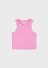 Load image into Gallery viewer, Mayoral Ribbed Tank Top in Pink with Crystals Detail: Size 3 to 7 Years
