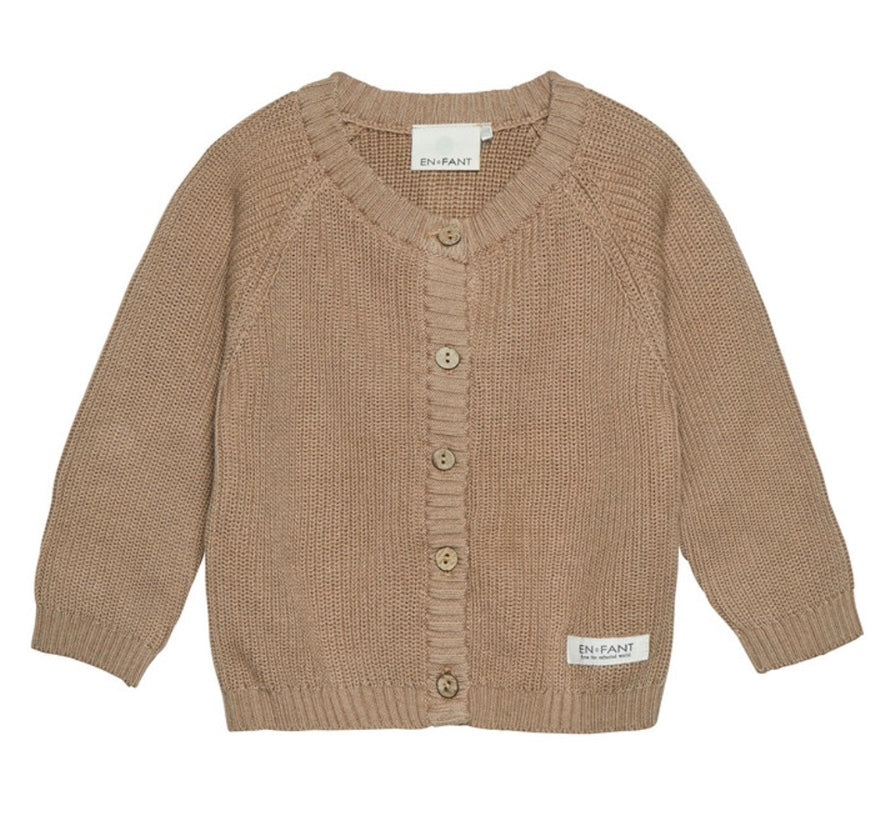 Enfant Baby Organic Cotton Knit Cardigan in Oatmeal : Sizes 3M to 18M