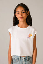 Load image into Gallery viewer, Mayoral Girls Sleeveless White Tee with Summer Graphic on Back: Size 10 to 18 Years
