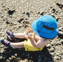 Load image into Gallery viewer, Calikids Baby UPF 50+ Sun Hat in Blue with Grey Trim
