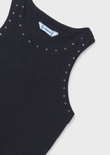 Load image into Gallery viewer, Mayoral Ribbed Tank Top in Black with Crystals Detail: Size 8 to 18 Years
