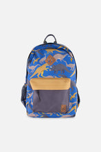 Load image into Gallery viewer, Deux Par Deux Backpack Royal Blue Dino Print
