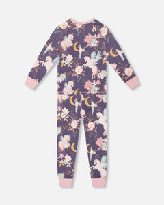 Deux Par Deux Organic Cotton Two Piece Printed Pajama Set With Unicorn: Size 2 to 12 Years