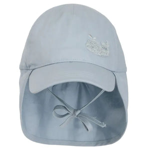 Calikids Baby Ball Cap with Neck Flap in Cloud Blue: Size 3M to 3 Years