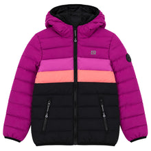 Load image into Gallery viewer, Nano Girls Hooded Puffer in Pink Stripes: Size 3 to 10 Years
