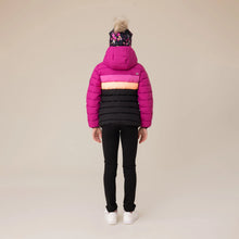 Load image into Gallery viewer, Nano Girls Hooded Puffer in Pink Stripes: Size 3 to 10 Years

