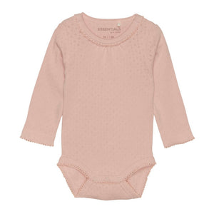 Fixoni Essentials Baby Girl Pointelle Organic Cotton Onesie in Cameo Rose: Size 0M to 18M