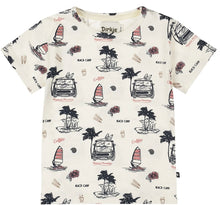 Load image into Gallery viewer, Short Sleeved Shirt with “Beach Camp” Print: Size 6/9M to 6 Years
