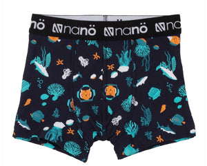 Nano Boys Boxer Brief Sea Creatures/Black/Grey Print 2 Pack : Sizes 2/3 to 10/12