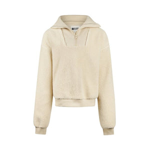 Soft Fluffy Quarter Zip Sweater in Cream: Size 2 to 14 Years