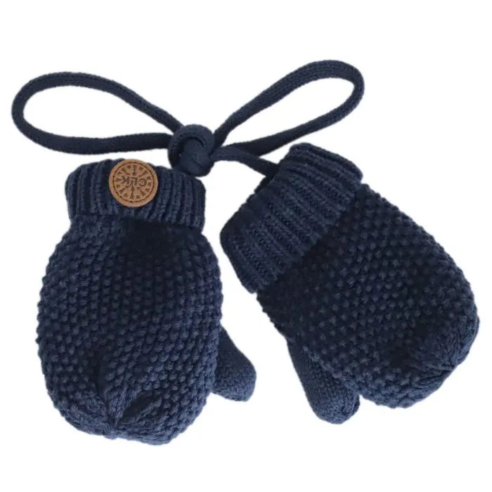 Calikids Infant/Toddler Cotton Knit Mitts in Navy: Size 0/9M to 18M/3Y