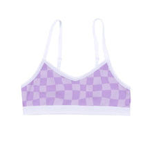 Load image into Gallery viewer, Nano Girls 2 Pack Bralette Purple Check/Blue Daisy Print: Size 8/10 to 14/16
