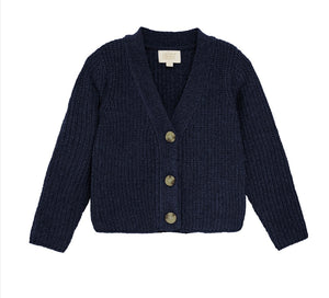 Creamie Brand Soft Chenille Sweater Cardigan in Twilight: Size 18/24m to 5/6 Years