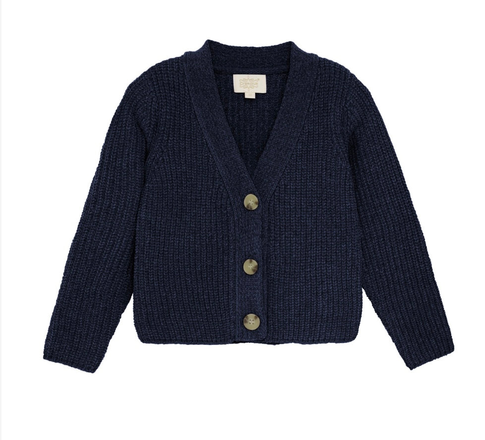 Creamie Brand Soft Chenille Sweater Cardigan in Twilight: Size 18/24m to 5/6 Years