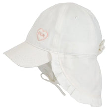 Load image into Gallery viewer, Calikids Baby Ball Cap with Neck Flap in White: Size 3M to 3 Years
