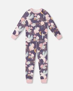 Deux Par Deux Organic Cotton Two Piece Printed Pajama Set With Unicorn: Size 2 to 12 Years