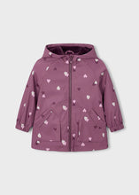 Load image into Gallery viewer, Mayoral Hooded Raincoat with Fleece Lining in Purple Heart Print: Size 2 to 10
