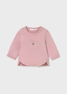 Mayoral Long Sleeved Cotton Shirt in Soft Pink: Sizes NB to 12M