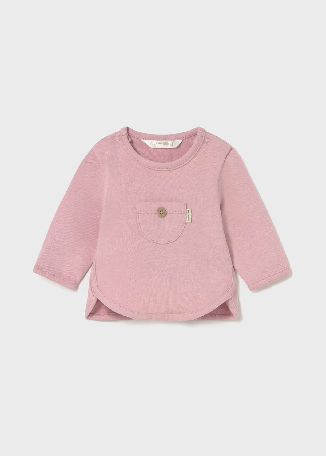 Mayoral Long Sleeved Cotton Shirt in Soft Pink: Sizes NB to 12M
