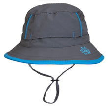 Load image into Gallery viewer, Calikids Baby UPF 50+ Sun Hat in Grey with Blue Trim
