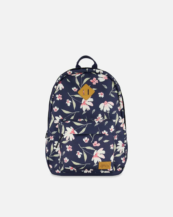 Deux Par Deux Backpack Navy Flower Print