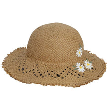 Load image into Gallery viewer, Straw Hat with Flower,Adjustable Crown &amp; Chin Strap: Sizes 2 to 8 years
