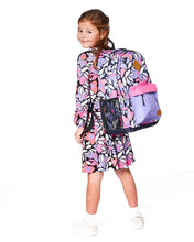 Load image into Gallery viewer, Deux Par Deux Backpack Navy Retro Flower Print
