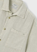 Load image into Gallery viewer, Boston Boys Cotton/Linen Short Sleeved Button Down Shirt in Olive: Size 8 to 14 Years
