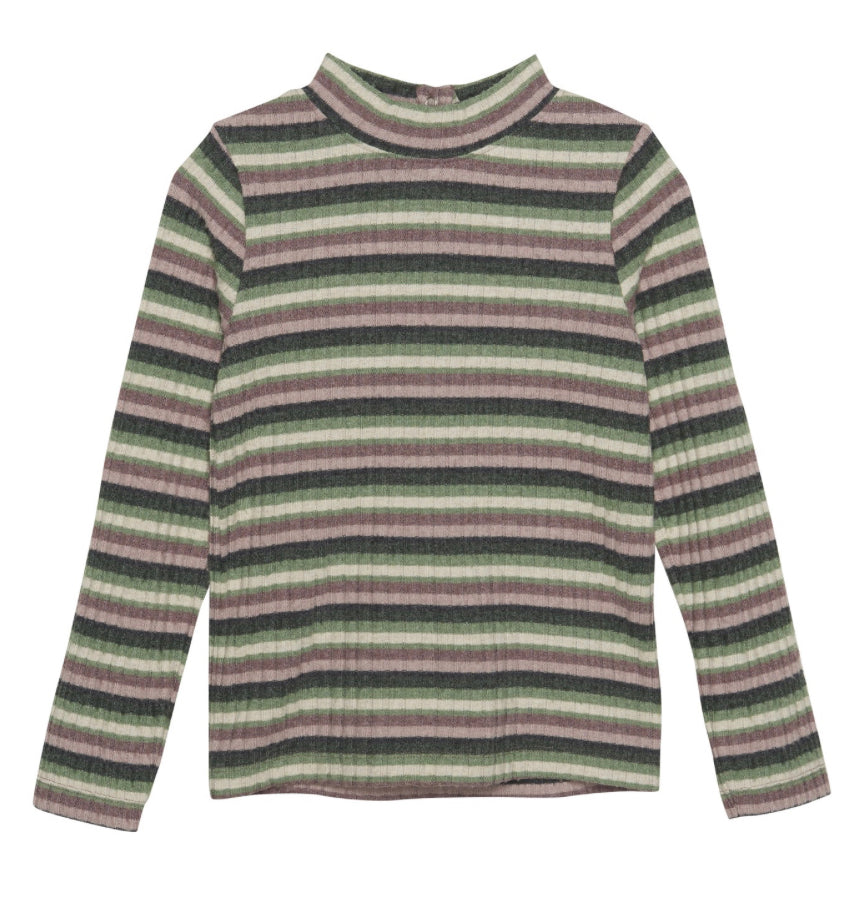 Minymo Soft Ribbed Cotton Long Sleeve Striped Shirt: Size 7 to 12 Years