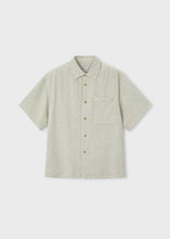 Load image into Gallery viewer, Boston Boys Cotton/Linen Short Sleeved Button Down Shirt in Olive: Size 8 to 14 Years
