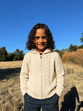 Load image into Gallery viewer, Me &amp; Henry Hooded Cable Knit Zip Up Sweater in Cream: Size 2/3 to 16 Years
