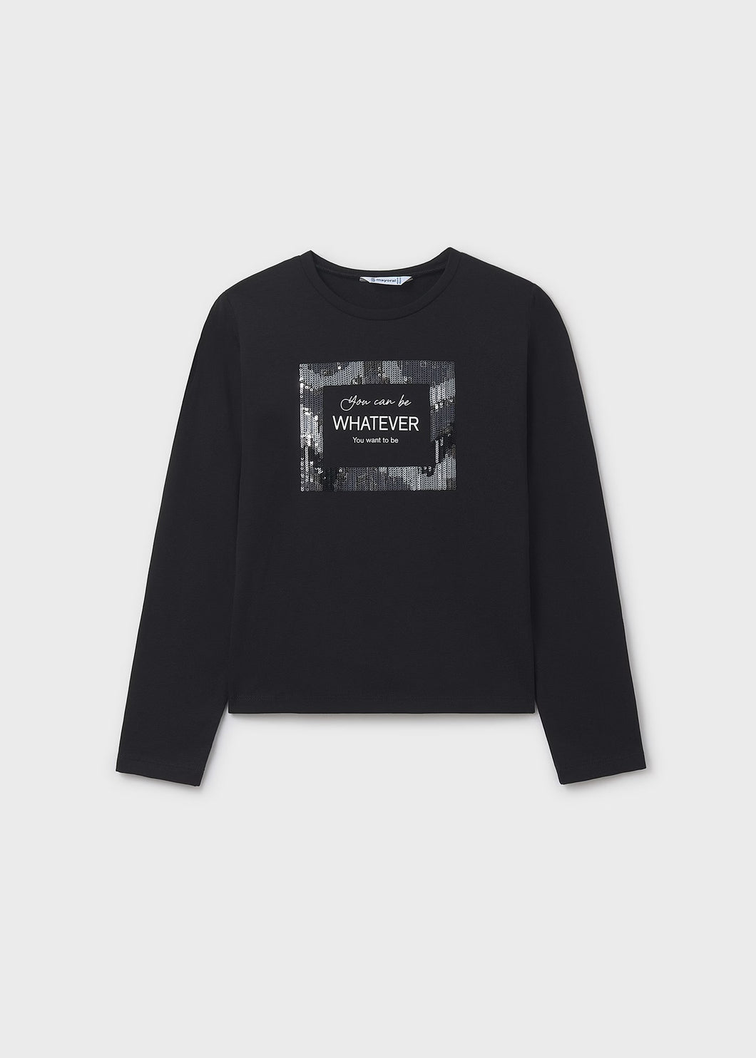 Mayoral Girls Long Sleeved Top with Silver Sequins: Sizes 8 to 18