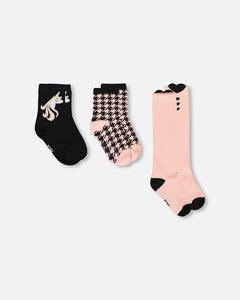 Deux Par Deux 3 Pack Socks - Unicorn/Argyle/Heart: Size 3/4 to 10/12 Years