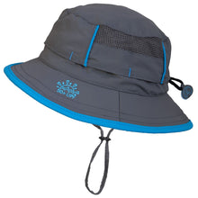 Load image into Gallery viewer, Calikids Baby UPF 50+ Sun Hat in Grey with Blue Trim
