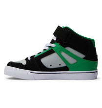 Load image into Gallery viewer, DC Pure High Top Elastic Lace Hightop in Black/Kelly Green: Size 11 to 7
