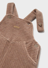 Load image into Gallery viewer, Mayoral Baby Velour Corduroy Overalls in Biscotti: Size 2/4M to 12M

