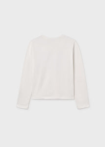 Mayoral Long Sleeved Ballerina Printed Cotton Shirt in White: Sizes 8-18