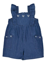 Load image into Gallery viewer, Mayoral Baby Girl Soft Denim Romper in Dark Chambray: Size 6M to 18M

