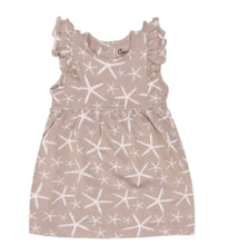 Load image into Gallery viewer, Coccoli Baby Girl Cotton Modal Dress in Brown with Starfish Print: Size 12M to 2 Years
