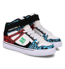 Load image into Gallery viewer, DC Pure High Top EV High Top Sneakers in Blue/Red/White Graffiti: Size 10 to 7
