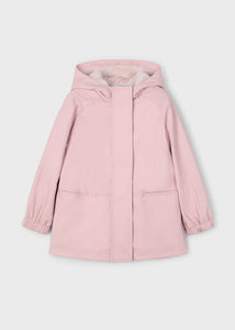 Mayoral Hooded Raincoat with Fleece Lining in Soft Pink: Size 4 to 8