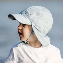 Load image into Gallery viewer, Calikids Baby Ball Cap with Neck Flap in Cloud Blue: Size 3M to 3 Years
