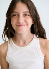 Load image into Gallery viewer, Mayoral Ribbed Tank Top in White with Crystals Detail: Size 8 to 18 Years
