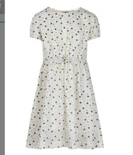 Load image into Gallery viewer, Creamie Brand Eyelet and Ruffle Dress with Small Print: Sizes 8 to 14
