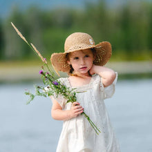 Load image into Gallery viewer, Straw Hat with Flower,Adjustable Crown &amp; Chin Strap: Sizes 2 to 8 years
